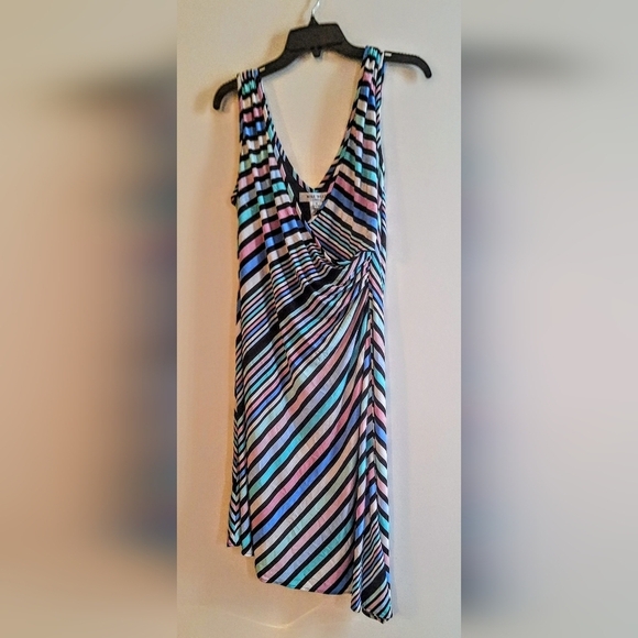 Nine West Dresses & Skirts - NWOT Nine West Asymmetrical Striped Dress - Black, White, Blue, Pink.